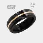 Load image into Gallery viewer, Black Diamond - Men’s Ring 7mm - 24k Yellow Gold Inlay - ARES - Elysium Black Diamond