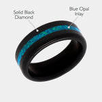 Load image into Gallery viewer, Black Diamond - Men’s Ring 8mm - Blue Opal Inlay - KRATOS - Elysium Black Diamond