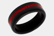 Black Diamond - Men’s Ring 8mm - Red Opal Inlay - KRATOS - Elysium Black Diamond