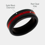 Load image into Gallery viewer, Black Diamond - Men’s Ring 8mm - Red Opal Inlay - KRATOS - Elysium Black Diamond
