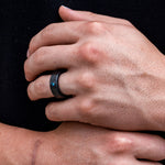 Load image into Gallery viewer, Black Diamond - Men’s Ring 8mm - Blue Diamond Inset - KRATOS - Elysium Black Diamond