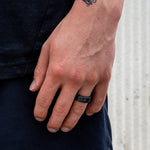 Load image into Gallery viewer, Black Diamond - Men’s Ring 8mm - Blue Diamond Inset - KRATOS - Elysium Black Diamond
