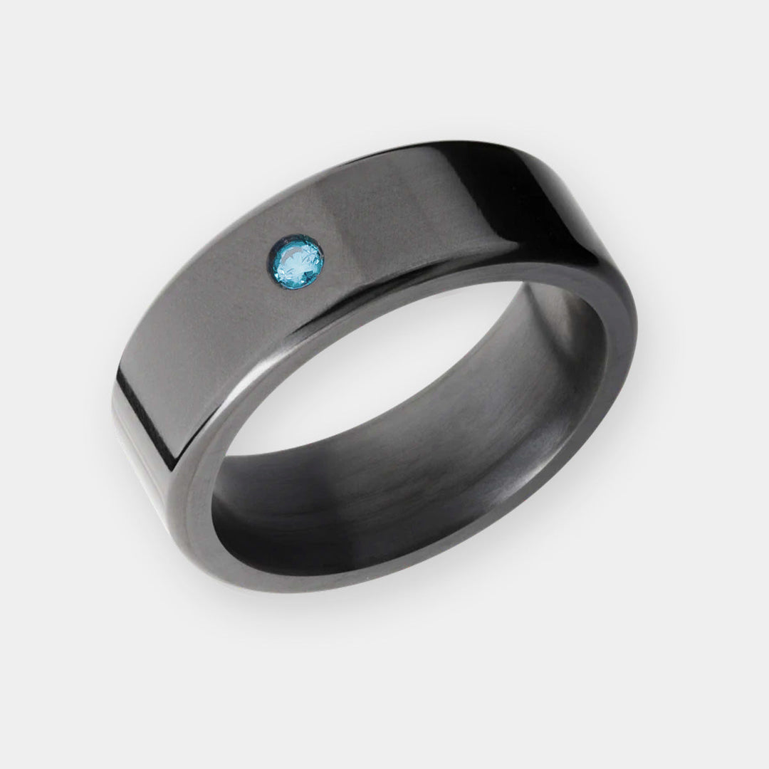 Black Diamond - Men’s Ring 8mm - Blue Diamond Inset - KRATOS - Elysium Black Diamond