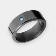Black Diamond - Men’s Ring 8mm - Blue Diamond Inset - KRATOS - Elysium Black Diamond
