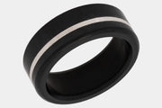Black Diamond - Men’s Ring 8mm - Offset Inlay Silver - KRATOS - Elysium Black Diamond