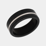 Load image into Gallery viewer, Black Diamond - Men’s Ring 8mm - Offset Inlay Silver - KRATOS - Elysium Black Diamond