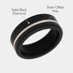 Load image into Gallery viewer, Black Diamond - Men’s Ring 8mm - Offset Inlay Silver - KRATOS - Elysium Black Diamond