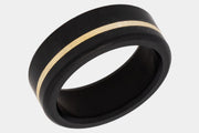 Black Diamond - Men’s Ring 8mm - Offset Inlay Yellow Gold - KRATOS - Elysium Black Diamond