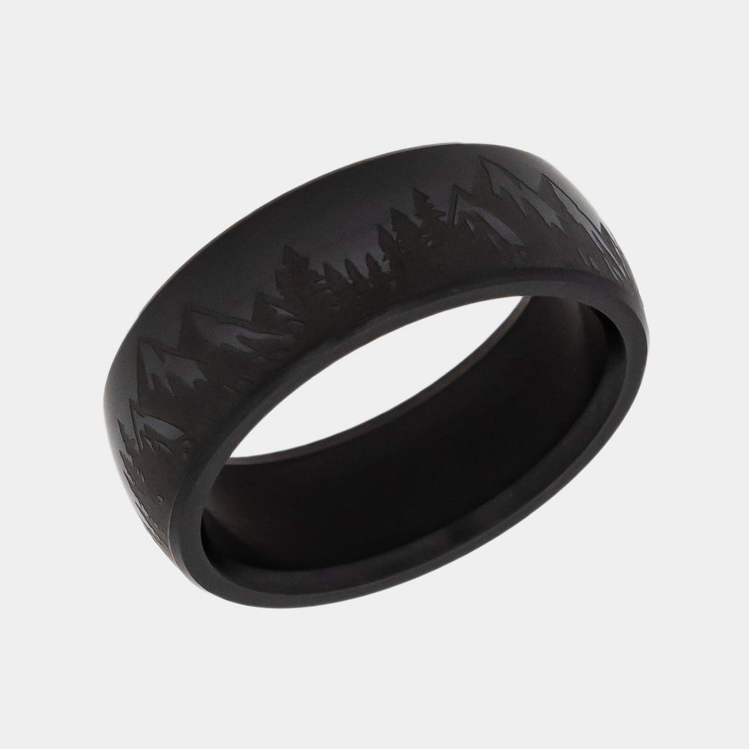 Black Diamond - Men’s Ring 8mm - Custom Laser Engraving - NYX - Elysium Black Diamond