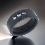 Load image into Gallery viewer, Black Diamond - Men’s Ring 8mm - Triple Stone Inset - ARES - Elysium Black Diamond