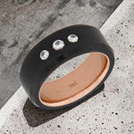 Load image into Gallery viewer, Black Diamond - Men’s Ring 8mm - Triple Stone With Sleeve - ARES - Elysium Black Diamond