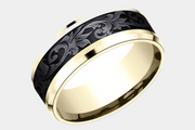 Men's Wedding Band | The Royal | 14K Yellow Gold with Black Titanium | Elysium