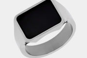 Black Diamond - Men’s Ring 8mm - Titanium Band Black Diamond Signet - PERSEUS - Elysium Black Diamond