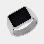 Load image into Gallery viewer, Black Diamond - Men’s Ring 8mm - Titanium Band Black Diamond Signet - PERSEUS - Elysium Black Diamond