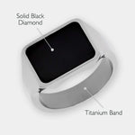 Load image into Gallery viewer, Black Diamond - Men’s Ring 8mm - Titanium Band Black Diamond Signet - PERSEUS - Elysium Black Diamond