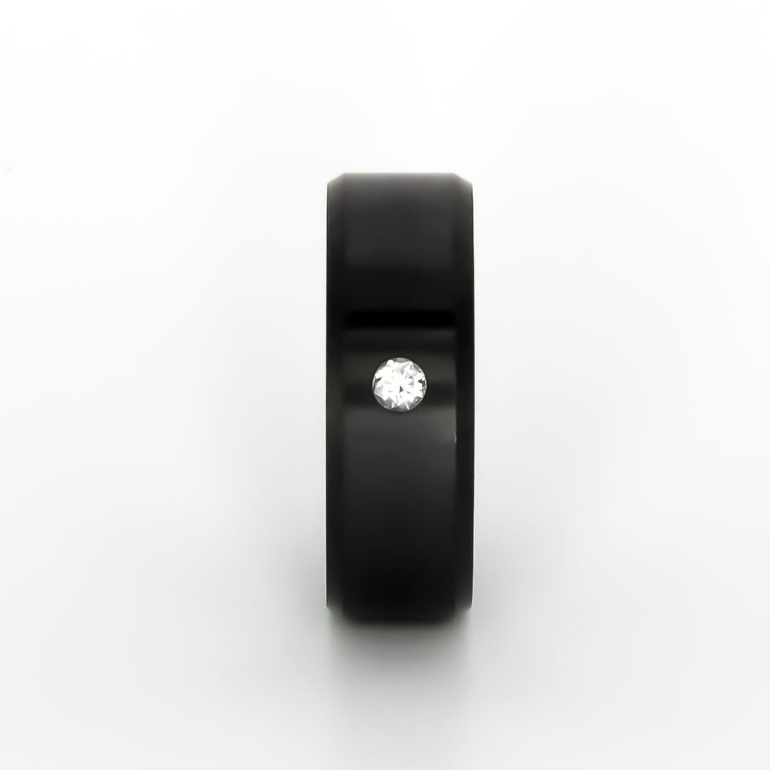 Black Diamond - Men’s Ring 8mm - White Diamond Inset - ARES - Elysium Black Diamond