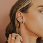 Load image into Gallery viewer, Women’s Solid Black Diamond Heart Earrings - Lady Elysium Black Diamond