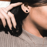 Load image into Gallery viewer, Women’s Solid Black Diamond Heart Earrings - Lady Elysium Black Diamond