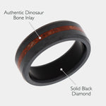 Load image into Gallery viewer, Black Diamond - Men’s Ring 8mm - Dinosaur Bone Inlay - ARES - Elysium Black Diamond