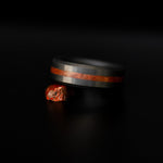 Load image into Gallery viewer, Black Diamond - Men’s Ring 8mm - Dinosaur Bone Inlay - ARES - Elysium Black Diamond