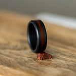 Load image into Gallery viewer, Black Diamond - Men’s Ring 8mm - Dinosaur Bone Inlay - ARES - Elysium Black Diamond