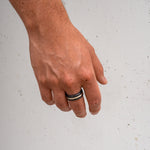 Load image into Gallery viewer, Black Diamond - Men’s Ring 8mm - Silver Inlay - KRATOS - Elysium Black Diamond