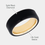 Load image into Gallery viewer, Black Diamond - Men’s Ring 8mm - 14k Yellow Gold Sleeve - ARES - Elysium Black Diamond