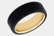 Black Diamond - Men’s Ring 8mm - 14k Yellow Gold Sleeve - ARES - Elysium Black Diamond