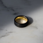 Load image into Gallery viewer, Black Diamond - Men’s Ring 8mm - 14k Yellow Gold Sleeve - ARES - Elysium Black Diamond