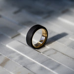Load image into Gallery viewer, Black Diamond - Men’s Ring 8mm - 14k Yellow Gold Sleeve - ARES - Elysium Black Diamond