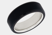 Black Diamond - Men’s Ring 8mm - 14k White Gold Sleeve - ARES - Elysium Black Diamond
