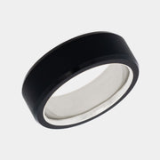 Black Diamond - Men’s Ring 8mm - 14k White Gold Sleeve - ARES - Elysium Black Diamond