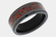 Black Diamond - Men’s Ring 8mm - Magma Opal Triangle Pattern Inlay - ARES - Elysium Black Diamond