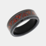 Load image into Gallery viewer, Black Diamond - Men’s Ring 8mm - Magma Opal Triangle Pattern Inlay - ARES - Elysium Black Diamond