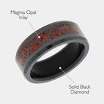 Load image into Gallery viewer, Black Diamond - Men’s Ring 8mm - Magma Opal Triangle Pattern Inlay - ARES - Elysium Black Diamond