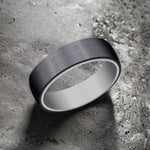 Load image into Gallery viewer, Men's Wedding Band | The Baron | 6.5mm | Tantalum Grey with Black Titanium | Elysium