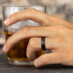 Load image into Gallery viewer, Men's Wedding Band | The Baron | 6.5mm | Tantalum Grey with Black Titanium | Elysium