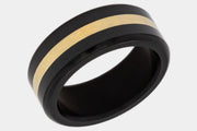 Black Diamond - Men’s Ring 8mm - 24k Yellow Gold Inlay - KRATOS - Elysium Black Diamond