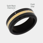 Load image into Gallery viewer, Black Diamond - Men’s Ring 8mm - 24k Yellow Gold Inlay - KRATOS - Elysium Black Diamond