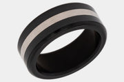 Black Diamond - Men’s Ring 8mm - Silver Inlay - KRATOS - Elysium Black Diamond