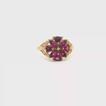 Load and play video in Gallery viewer, 9ct Gold Ring with Reddish Purple Garnet Floral Cluster