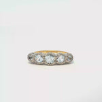 Load and play video in Gallery viewer, Yellow Gold &amp; Palladium Multistone Ring with Round Cut Diamonds