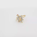 Load and play video in Gallery viewer, Yellow Gold Turtle Cocktail Ring with Cabochon Ruby &amp; CZ
