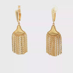 Load and play video in Gallery viewer, Yellow Gold Dangle Earrings with Chain Cascade