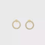 Load and play video in Gallery viewer, Brilliant Round Cut Diamond Yellow Gold Stud Earrings