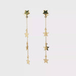 Load and play video in Gallery viewer, Delicate Yellow Gold Star Dangle Earrings