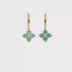 Load and play video in Gallery viewer, Yellow Gold Dangle Earrings with Bluish Turquoise