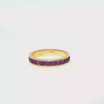 Load and play video in Gallery viewer, Yellow Gold Eternity Ring with Round Cut Amethysts