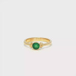 Load and play video in Gallery viewer, Yellow Gold Band Ring with Cabochon Emerald