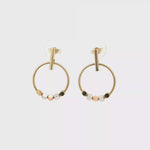 Load and play video in Gallery viewer, Yellow Gold Hoop Earrings with Tri-Tone Metallic Beads
